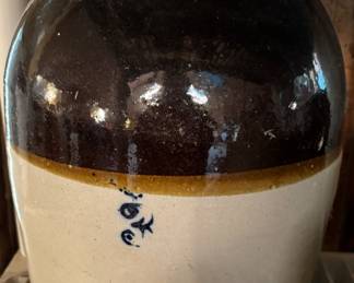 Antique 3 Gallon Stoneware Pottery Crock  Salt Glazed Primitive Brown Tan