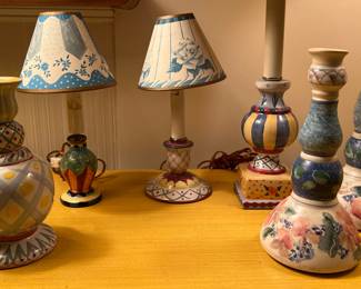 Mackenzie Childs Style Hand Painted Nightlights and Candle Holders 