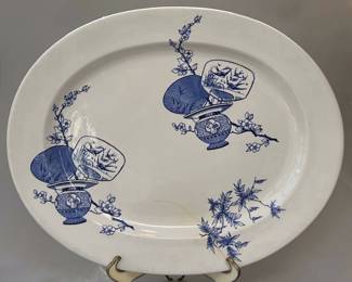 Large Antique Chinoiserie Blue & White Platter by T.C. Brown-Westhead Moore & Co., as is