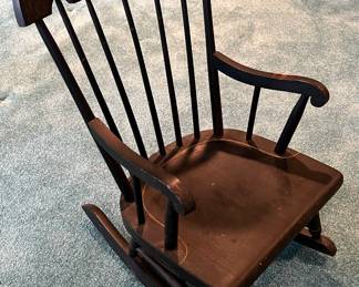 Vintage Hitchcock Style Hand Painted Childs Rocking Chair 