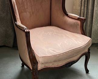 Vintage French Louis XV Style Wingback Bergere Armchair