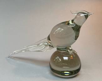 Mid Century Modern Art Glass Pheasant, Murano Style