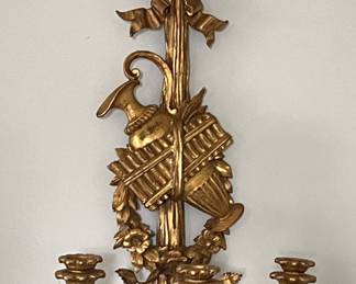 Pair of Louis XVI Style Gilt Wood Wall Sconces (only one shown)