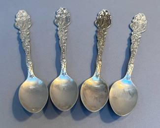 Set of 4 Sterling Silver Figural Teaspoons 