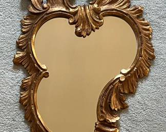 Vintage Italian Rococo Style Carved Giltwood Mirror

