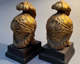 Vintage Borghese Style Gilded Roman Helmet Bookends 