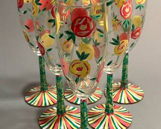 Set of 6 Hand Painted Champagne Flutes