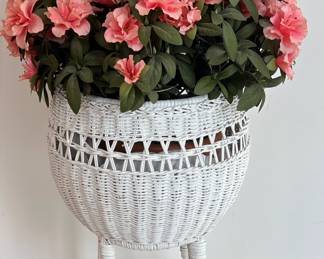 Vintage Wicker Planter, Faux Flowers sold separately 
