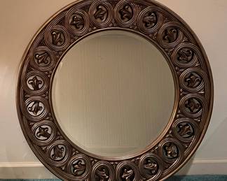 Large Round Beveled Decorators Mirror, lightweight 
