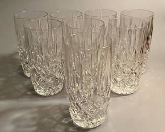 Set of 8 Cut Crystal Highball Glasses 