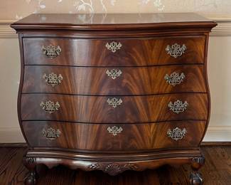 Carved Ball and Claw Feet Flame Mahogany Chest of Drawers by Drexel Heritage 