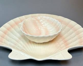 Vintage Otagiri Seashell Platter and Bowl