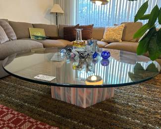 Vintage glass top coffee table