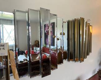 Staggered beveled wall mirror