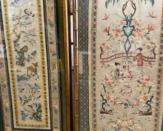 2 Framed Chinese embroidery panels