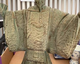Japanese bronze statue with patina
