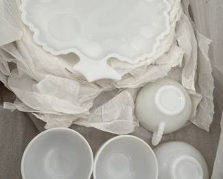 Lovely Vintage milk glass set given as a wedding gift more than 50 years ago