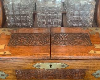 Carved English oak Liquor cellar, 19th C 