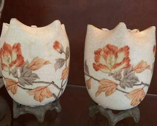 Pair of Carlsbad Austria painted floral vases, very good condition with no noticeable chips.  4.5"h $100