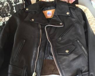 Vintage black leather biker jacket (very heavy)
