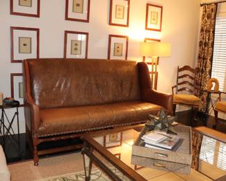 Ralph Lauren Home Leather Wingback  Sofa