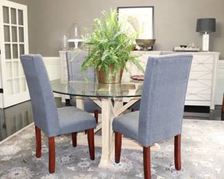 Round Glass Kitchen Dining Table 