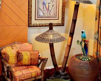 Rare 1950s Bamboo Floor Lamp.
