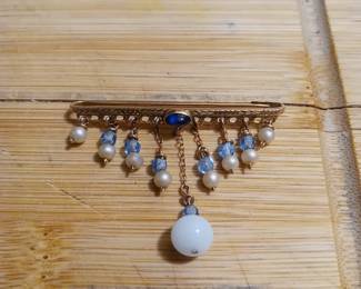 Antique 10k sapphire and gemstones.French brooch 140