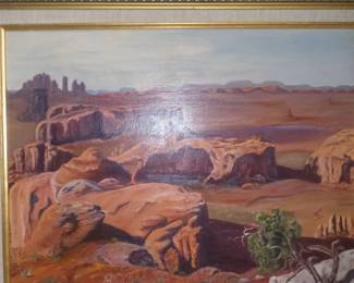 South western  oil painting on board  unknown artist nice frame 21/25 99.99