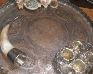 Russian drinking horn 50
Large Copper Islamic Persian  tray1800s 
450