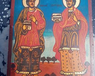 small icon 50.00 hand painted gold gilt Russia 6/5in
