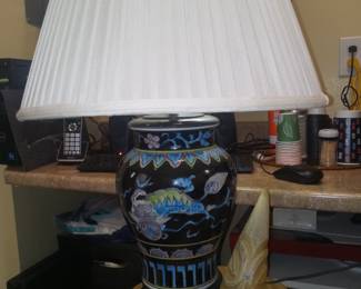Japanese noir vase lamp 125.00  horn carving 20
