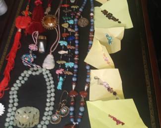 stone bundle 50 each jade necklace celadon 50 Native American necklace left 170 right 60