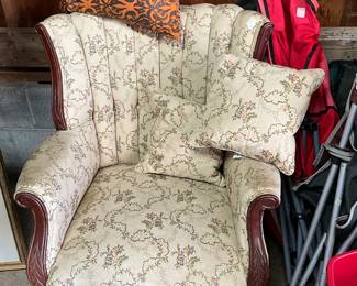 Chair with pillows in garage