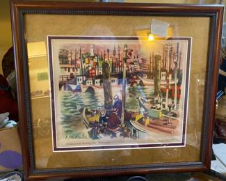 Fisherman’s Wharf framed & matted drawing by Kingman