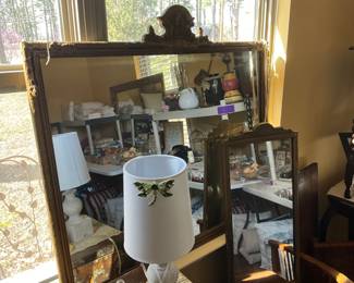 Vintage mirror, lamp