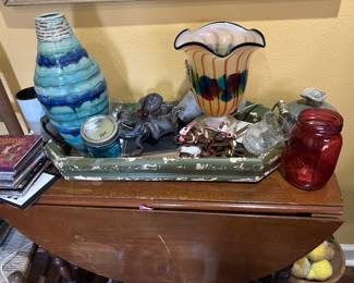 Vintage double drop Leaf table with decor