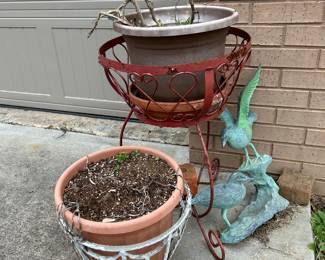 Outdoor decor - bird statue on right has been sold 