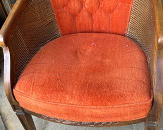 Orange upholstered vintage chair