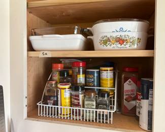Kitchen - spices & Corning ware 