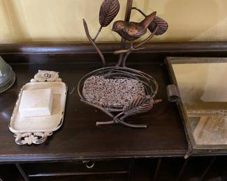 Vintage decor items on desk