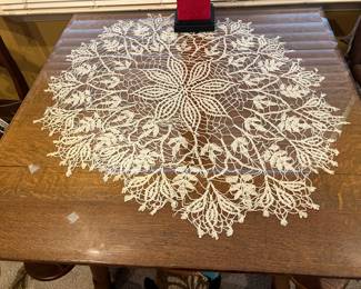 Large vintage scalloped crochet table decor