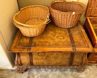 Chest & baskets in garage