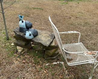 Outdoor metal chair & decor 