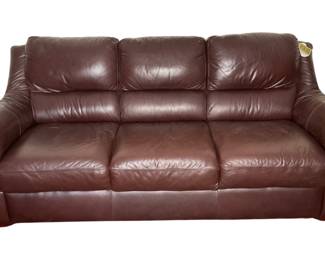 Dark Brown Three Cushion Leather Sofa - S/h 16.5
 
