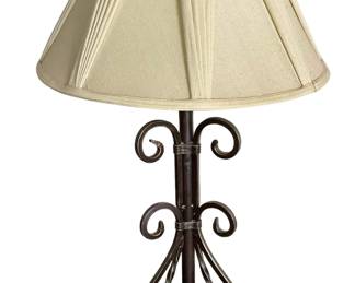 Metallic Table Lamp W/ Bell Shaped Pleated Shade