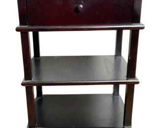 Black Painted Side Table Two Shelves And Top Drawer