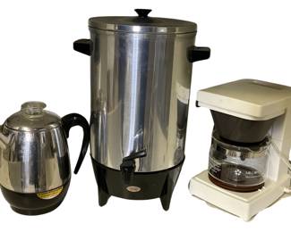 West Bend Automatic Coffee Maker, Vintage Mr. Coffee Maker, Vintage Farberware Coffee Percolator