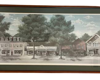 Signed And Numbered 299/900 DARIEN, CT Downtown Framed Art Landscape