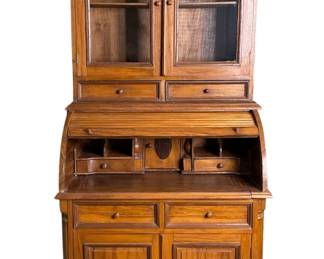 Roll Top Oak Desk Cabinet